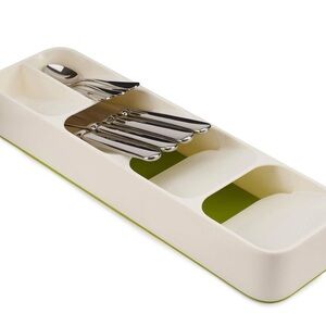 Joseph Joseph Compact Cutlery Organizer Kitchen Drawer- White/Green